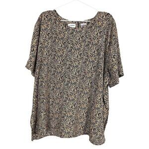 Liz Baker Metallic Floral 3X Black Retro Classic Chic Glam Preppy Geometric 80s